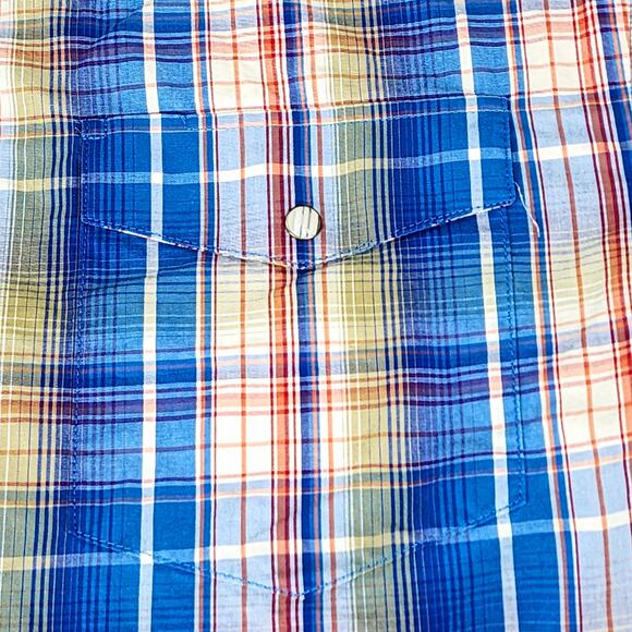 Panhandle Pearl Snap Shirt sz M Men Plaid Blue Red USA Texas Western Cowboy - Picture 9 of 11